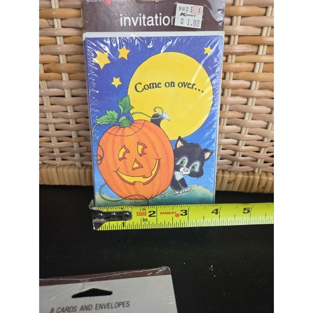 Vintage American Greetings Halloween Party Invitations New Kitty Pumpkin - Picture 7 of 7